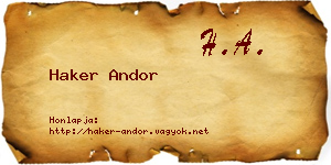 Haker Andor névjegykártya